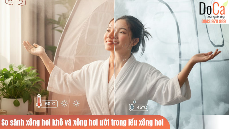 So sánh xông hơi khô và xông hơi ướt trong lều xông hơi